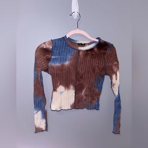 Long sleeve Multicolored Cropped Shirt